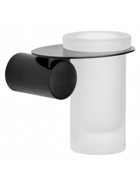 Dosificador jabón + portavaso pared serie plexo negro